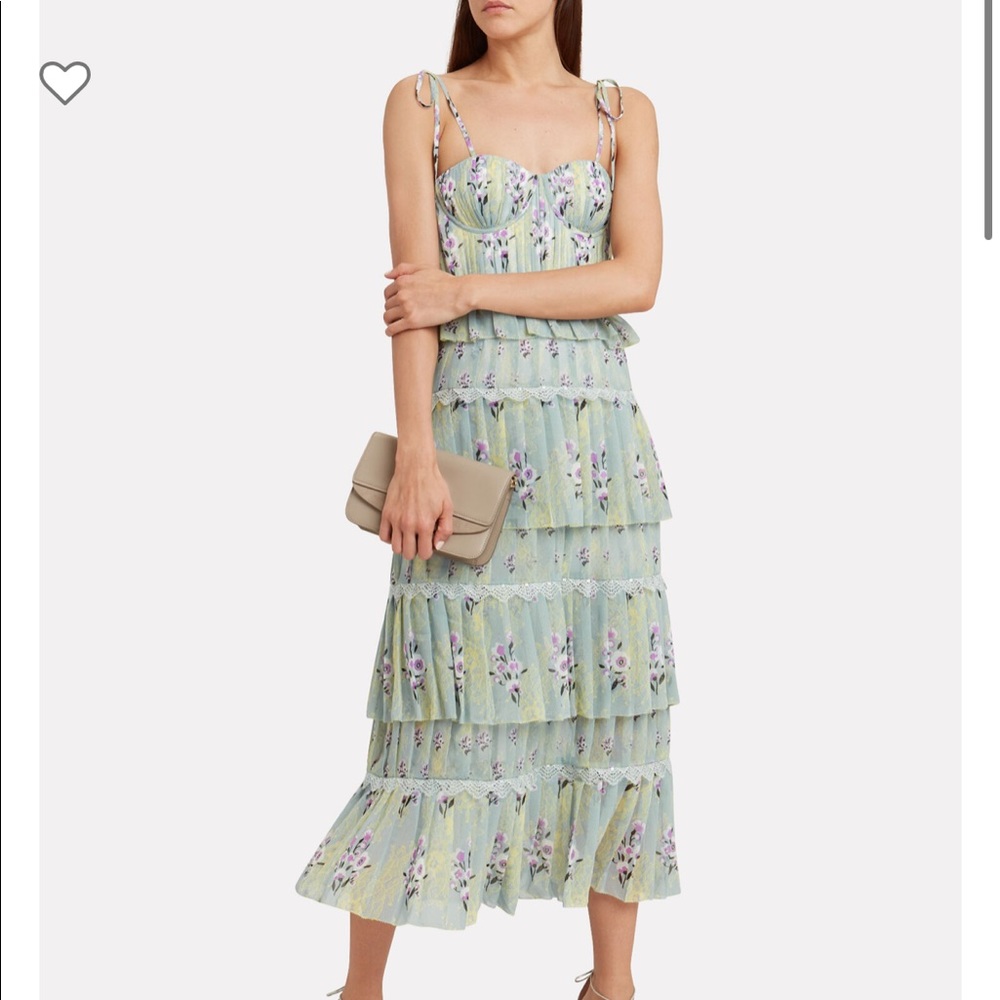 SELF-PORTRAIT
Tiered Floral Chiffon Bustier Dress